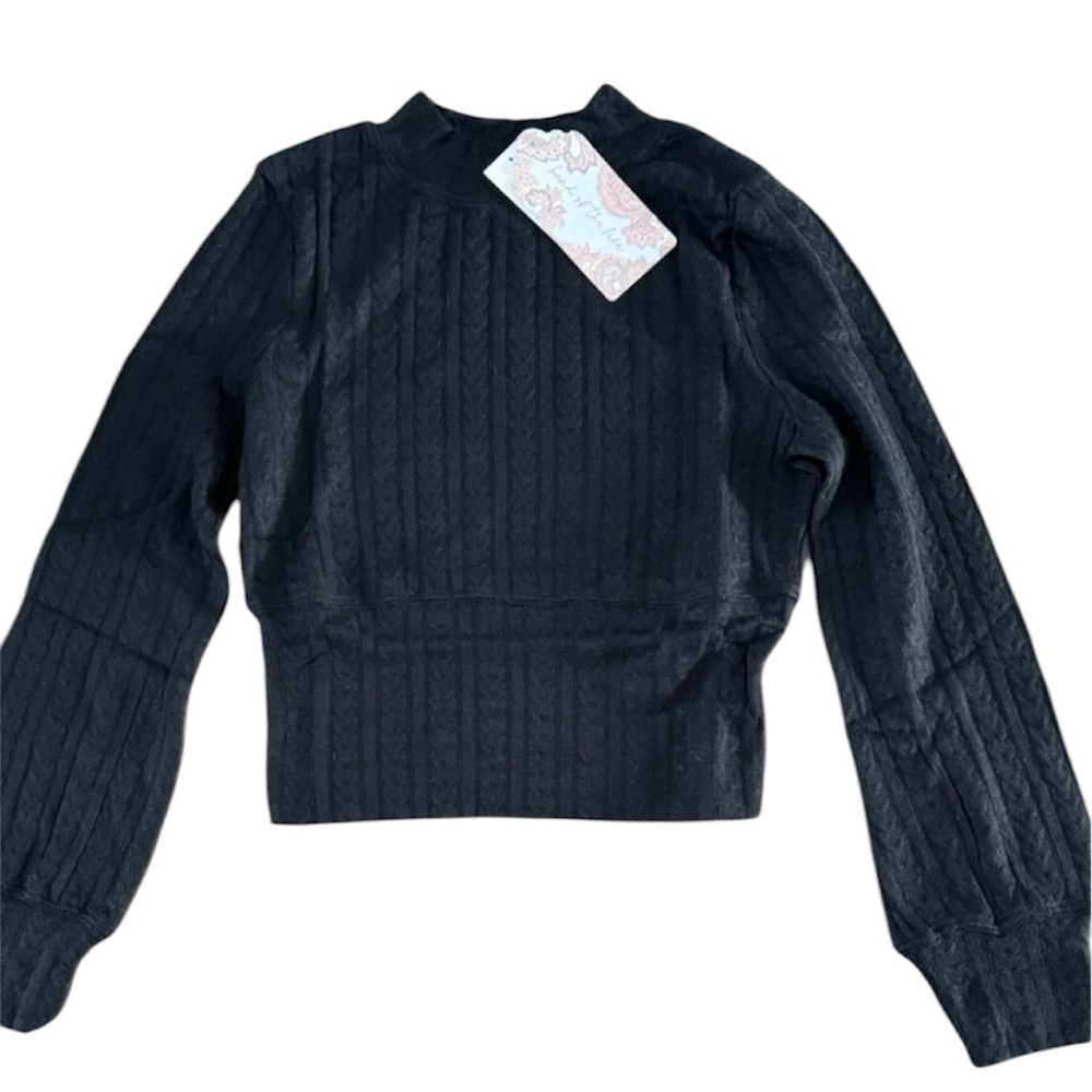 Band of the Free Raquel Black Ribbed Knit Pullover
